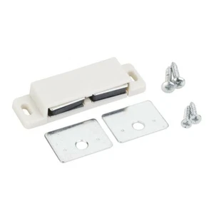 White Kitchen Cabinet Door Double Magnetic Touch Latch & Plate Furniture Catch - Picture 1 of 2