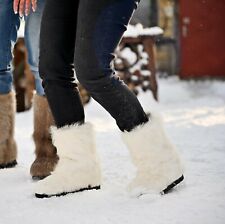 White Goat Fur Boots for Women, Winter Snow Boots, Moutons, Handmade by LITVIN