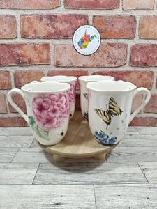 Set Of 4 Lenox Butterfly Meadow Hydrangea Coffee Mugs Porcelain New With Tag - Picture 1 of 7
