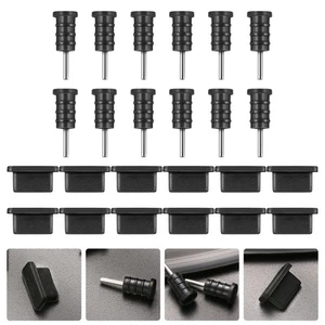 12 Paires Bouchons à Poussière Mobile Type C Prise, Port de Charge Silicone Couvercles Téléphone - Photo 1 sur 12