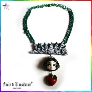 Snow White Seven Drafts Handmade Jewelry Chunky Pendant Fantasy Fairy Tale Apple - Picture 1 of 24