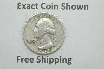 1939-S Silver Washington Quarter San Francisco Mint Mark Free Shipping - Image 1 of 2
