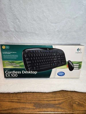 Logitech Wireless Keyboard Desktop EX 100 with Mouse New In Box - Image 1 of 4