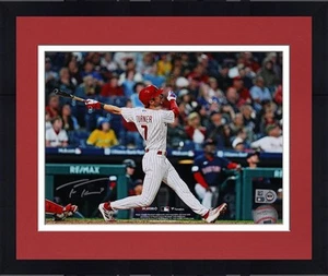 Framed Trea Turner Philadelphia Phillies Signed 8x10 Hitting Photo - Picture 1 of 1
