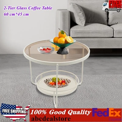 Modern Round 2-Tier Side Table, Coffee Table,tea table for balcony, study room - Image 1 of 4