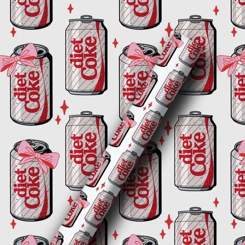 Nuevo papel de Navidad de Coca-Cola dietética, divertido rollo de regalo para amantes de los refrescos regalo para fanáticos Foto 1 de 1