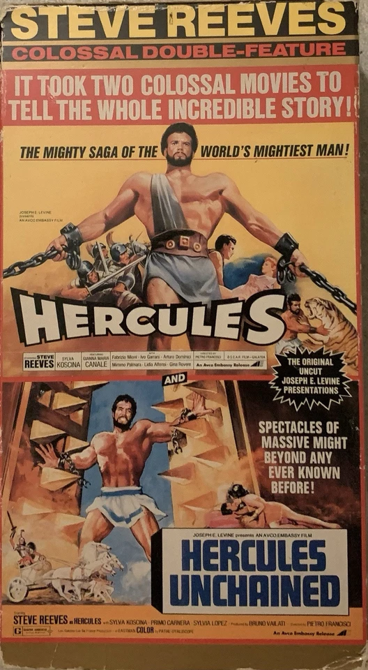 Hercules & Unchained Colossal Double-Feature VHS 1993 Steve Reeves ACCEPTABLE!!! - Image 1 of 4