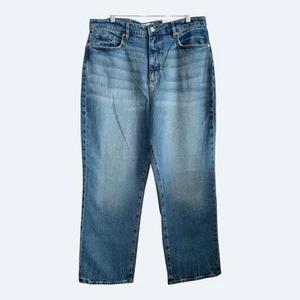 Pantalones de mezclilla para mujer LOFT talla 32/14 The rectos tiro alto curvilíneos lavado medio NUEVOS NUEVOS CON ETIQUETAS - Imagen 1 de 5