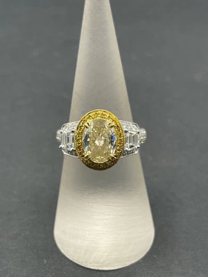 Ladies 14ct White Gold White & Yellow Diamond Ring - image 1 of 4