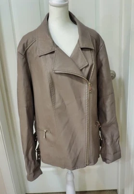 A.N.A. Faux Leather Motorcycle Biker Jacket light brown, 2X - Image 1 of 4