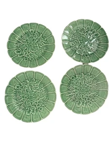  Bordallo Pinheiro Majolika Salatteller - Weingrün - Set - Bild 1 von 5
