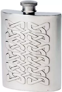 6 Unzen Flachmann mit geprägtem keltischem Wikinger Design tolles Geschenk aus Zinn - Bild 1 von 3