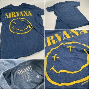 Nirvana T-Shirt S Men Blue Cotton Poly Crewneck Smiley YGI E3-271 - Picture 1 of 8