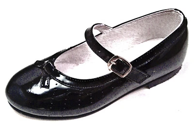 DE OSU - Испания - девочек черный лакированная кожа платье бант туфли - европейский - размер 6,5 - Изображение 1 из 4