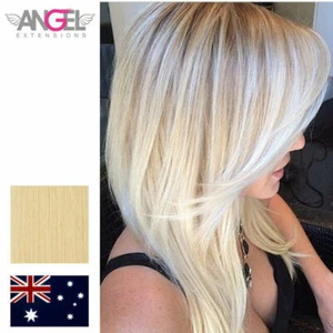 Angel Regular Human Hair Extensions 4x9cm 613 Platinum 10 Tapes 24"/60cm - Picture 1 of 8