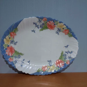 DDR alte Servierplatte Gebäckteller Servierteller arcopal Hartglas Blumendekor - Bild 1 von 3