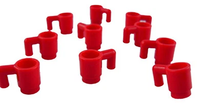 Lego 10 Stück rote Tassen Becher (3899) roteTasse mit Henkel City Basics Neu - Bild 1 von 4