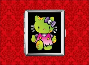 HELLO ZOMBIE KITTY BILLETERA METÁLICA TARJETA IDENTIFICACIÓN CIGARRILLO IPOD - Imagen 1 de 1