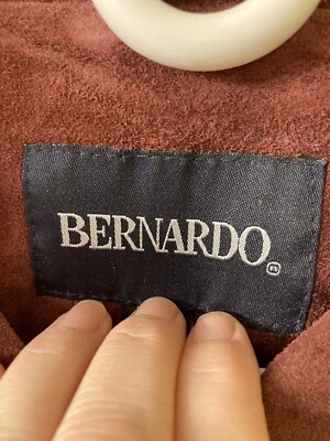 Chaqueta de cuero de gamuza genuina Bernardo para mujer 1X Western borgoña abotonada Foto 1 de 4