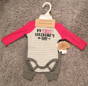 New Boys Size 3 Months Valentine's Day Outfit Set - My First Valentines Day - Picture 1 of 3