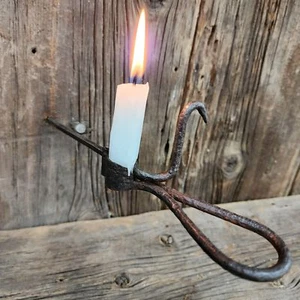 Pitted Antique Well Worn Sticking Tommy Coal Miner's Candle Holder Mining Light - Picture 1 of 7