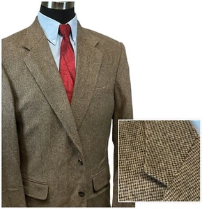 44/46L VTG Cricketeer Blazer Sport Coat Mens Brown Tweed Wool Camel Hair - Picture 1 of 13