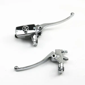 7/8 " 22mm Skull Cylinder Brake Reservoir Clutch Lever For Cafe Racer Cruiser - Picture 1 of 7