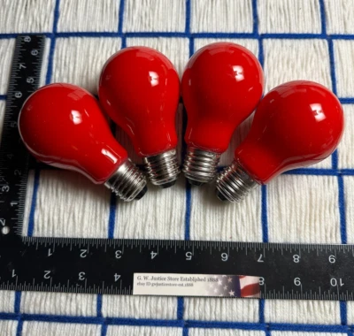 BOXof4 new A19 FIRE ENGINE RED CERAMIC 25w SIGN service LIGHT BULB 25 watt 130v - Image 1 of 4