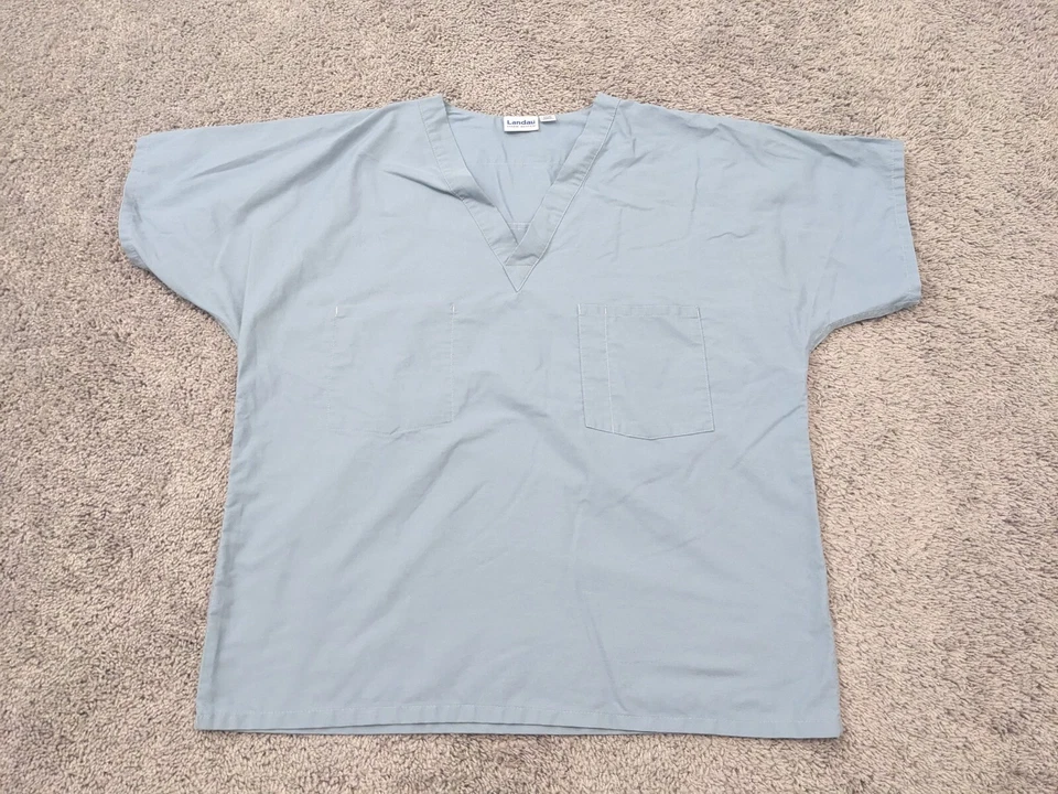 Blusa Médica Landau Para Hombre Grande Azul Mangas Cortas Enfermera Médica Veterinaria Foto 1 de 4