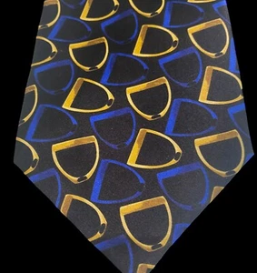 Men’s Silk Tie Brand New Tags EXECUTIVE SILKS 59495 100% Silk Gold Blue Black - Picture 1 of 6