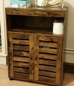 Vintage Industrial Cupboard Slim Storage Cabinet Rustic Metal Hall Sideboard - Picture 1 of 4