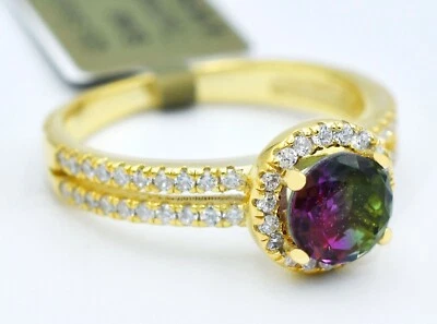 MYSTIC TOPÁZIO 1,26 cts e anel de safira branca prata 0,925 (amarelo) - Feito nos EUA - Imagem 1 de 3