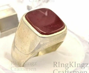 Natural Liver Red Agate Yemeni Aqeeq Men Ring 925 Sterling Silver Natural Stone - Picture 1 of 6