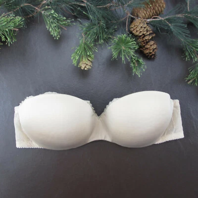 Sutiã Lily of France tamanho 34C bronzeado sem alças acolchoado com aro fecho ajustável atrás - Imagem 1 de 4