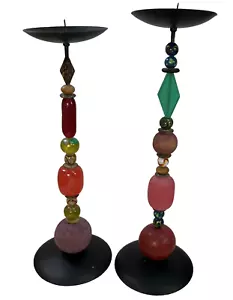Caprichoso Candelabro de 11" con Cuentas de Formas Surtidas en Base de Metal de 3" - Imagen 1 de 10
