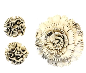 Conjunto de broches y pendientes de clip vintage conjunto de joyas prendedor de flores mediados de siglo js- - Imagen 1 de 4