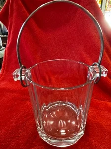 Depression Era Barware Heavy Paneled Ice Bucket with Silverplate Handle 5"t - Picture 1 of 9