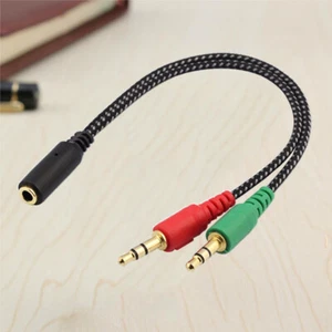Buchse auf 2 Stecker Splitterkabel Computerkopfhörer Mikrofonadapter Konverter - Bild 1 von 11