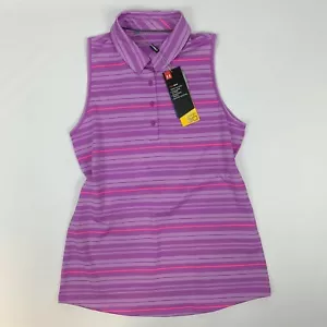 Under Armour Damen Zinger Flieger Streifen ärmellos rosa Medium Polo Shirt Top - Bild 1 von 5
