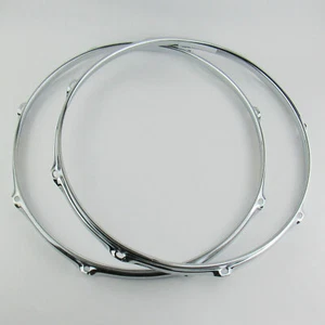 2 PCS 13" Drum Hoops Snare Drum Hoops 8 Lug 2.3mm Chrome 1 Batter 1 Snare - Picture 1 of 1