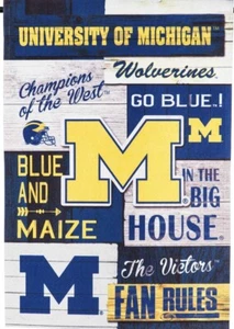 Michigan Wolverines 12.5 x 18 Inch Double Sided Fan Rules Garden Flag - Picture 1 of 1