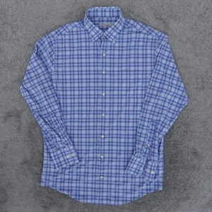 Peter Millar Shirt Mens Medium Blue Plaid Featherweight Long Sleeve Button Down - Picture 1 of 11
