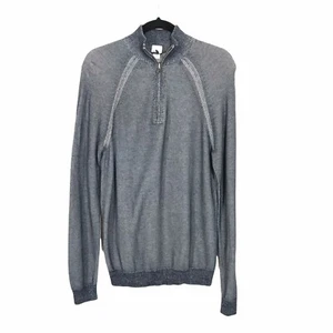 Suéter Suéter Suéter Sastre Vintage Azul Para Hombre Pequeño 1/4 Cremallera Cuello Simulado Mangas Largas - Imagen 1 de 7