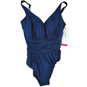 Costume da bagno Gottex Vista nero scollo a V con scollo a V nuovo con etichette $158 controllo pancia 1 pezzo taglia 10 - Foto 1 di 8