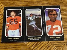 1972 OPC O-Pee-Chee CFL Trios Stickers Ekdahl Bennett Shaw