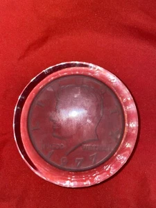 JFK Crystal Paperweight 1977 Half dollar Frosted Etching USA - Picture 1 of 8