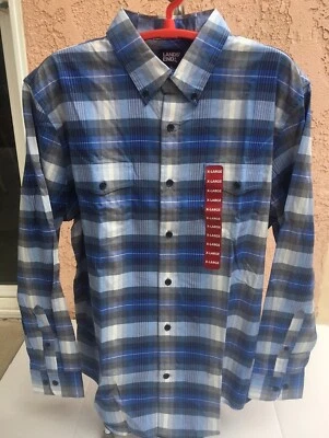 Mens Lands End Long Sleeve Blue Multi Plaid Shirt With Stretch Choose Size - Image 1 of 2