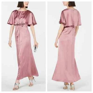 ADRIANNA PAPELL Draped Cape Long Dress 8 - Picture 1 of 6