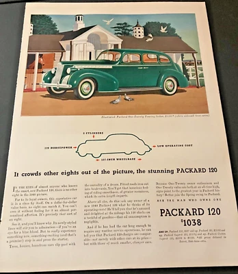 Green 1940 Packard 120 One-Twenty Touring Sedan - Vintage Print Ad / Wall Art - Image 1 of 4
