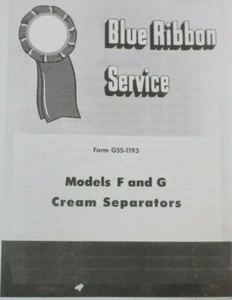 IH International Harvester McCormick F G Cream Separator Service Manual BRSM - Picture 1 of 12